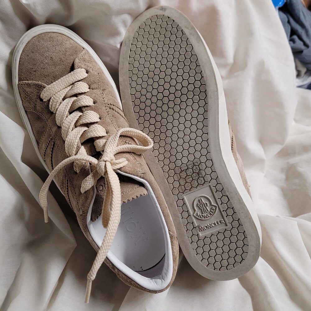 Moncler Monoco M Suede Sneakers in Beige - Picture 12 of 16